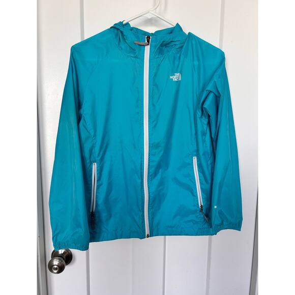 The North Face Hydrenalite Girls Hooded Windbreaker Rain Jacket Blue SZ L 14-16‎ - Picture 1 of 11